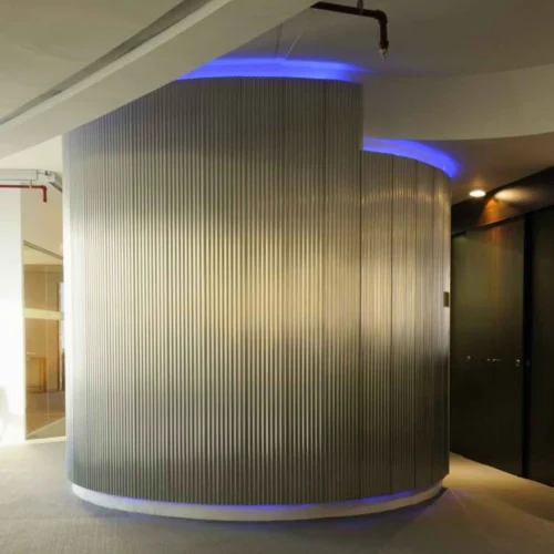 Miniwave metal facade panel close-up view – Hunter Douglas cladding Goa