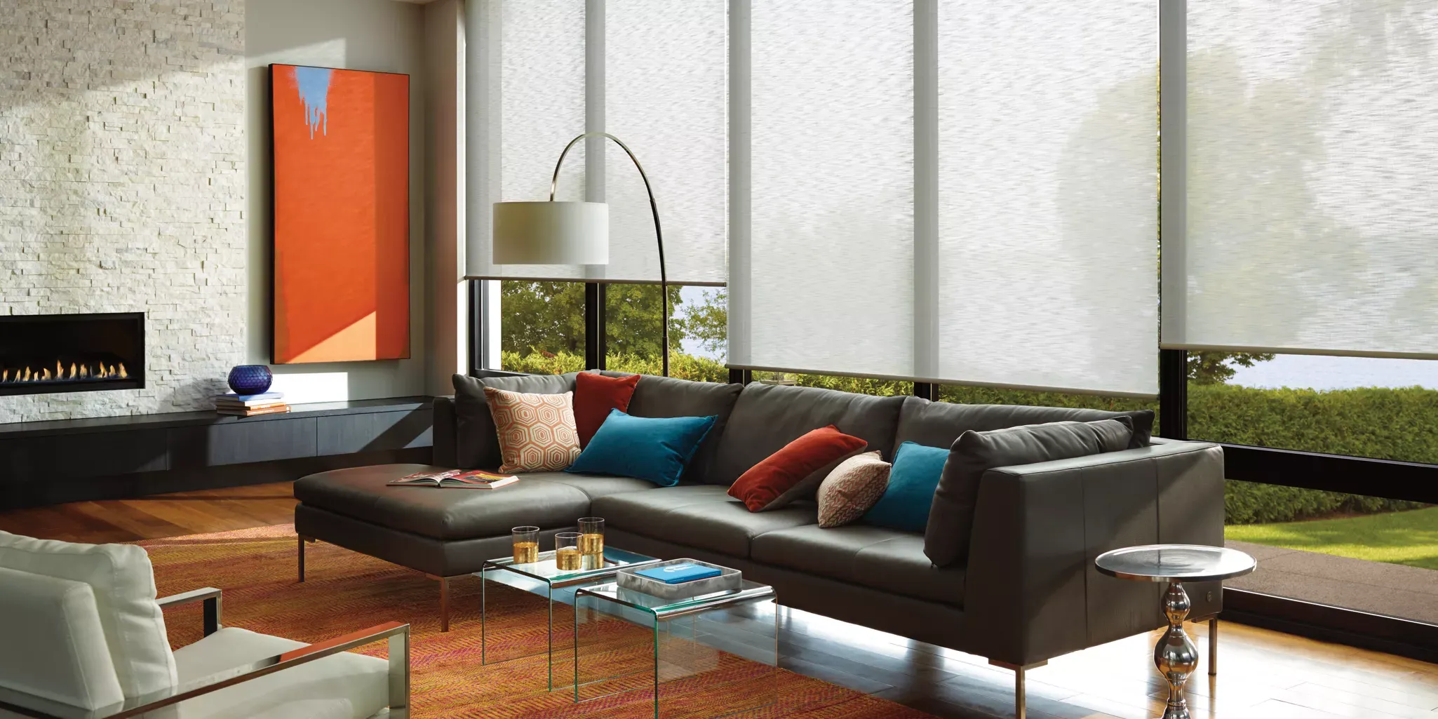 Roller Shades in a Modern Goa Apartment Living Room