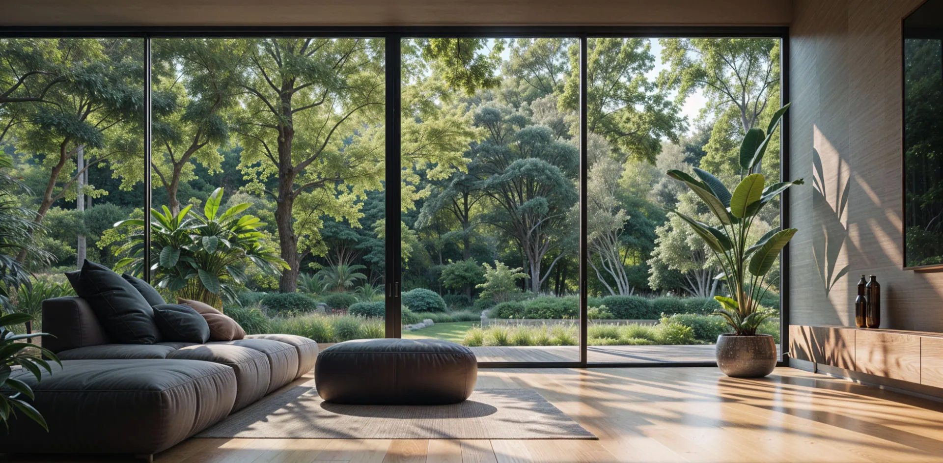 Eternia aluminium sliding windows in a modern living room – authorised dealer in Goa
