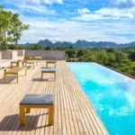 Anti-skid poolside deck flooring installed at resort in Goa